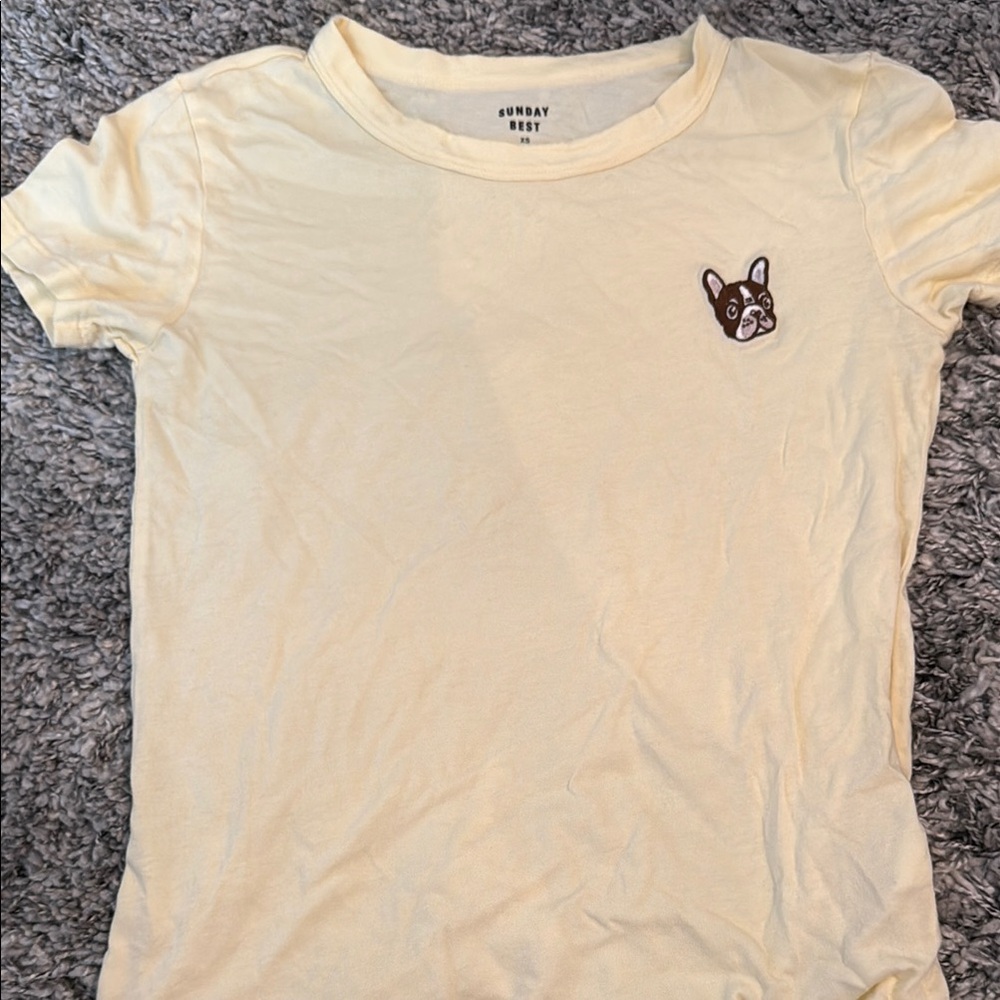 Sunday Best Butter Yellow T-Shirt with Dog Patch